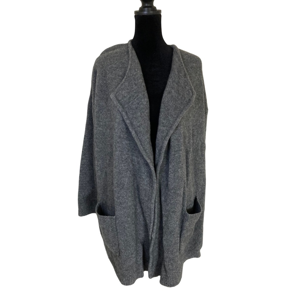 Theory Darcian Avalon Wool Yak Blend Shawl Cardigan Sweater Grey Small
